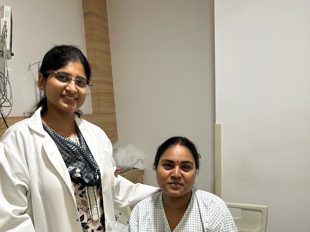 Dr. Asna Zehra Naqvi with a recovering patient at Apollomedics, Lucknow